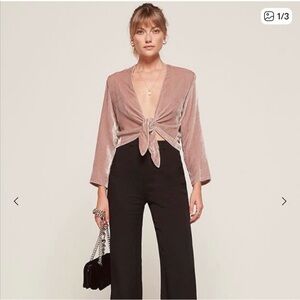 Reformation Velvet Fez Wrap Top Serenade Pink Women’s XS